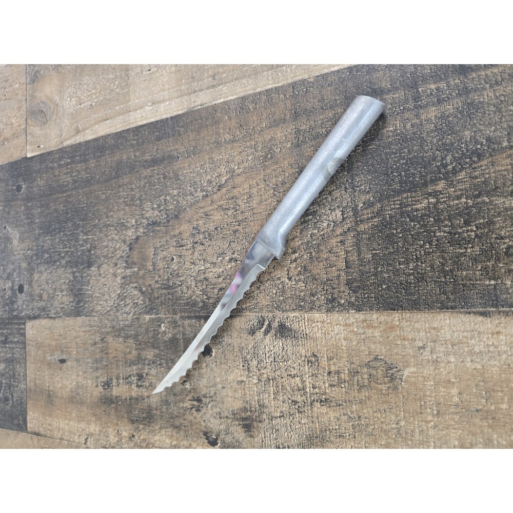 Rada Cutlery Serrated Tomato Knife Silver Brushed Aluminum Handle Made in USA